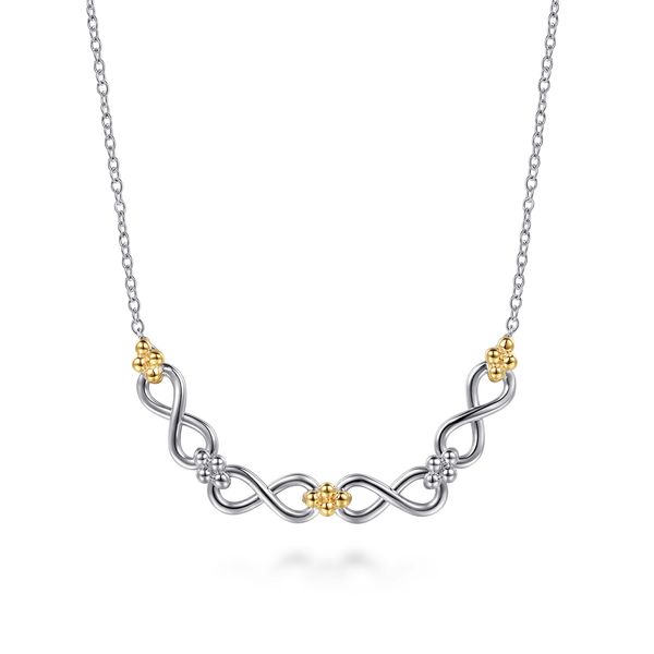 Gabriel & Co. Bujukan 14K Yellow Gold & Sterling Silver Infinity Bar Necklace Bradley's Jewelers Jacksonville, NC