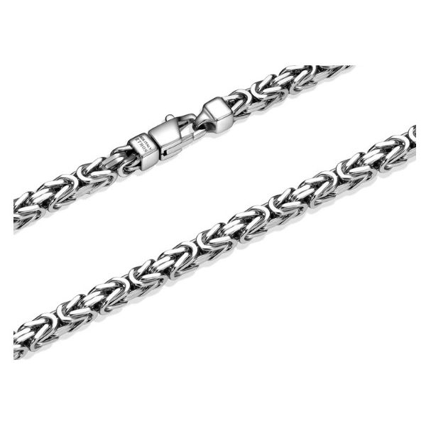 Ethos Sterling Silver Rhodium Plated Italian Byzantine Chain Necklace Bradley's Jewelers Jacksonville, NC