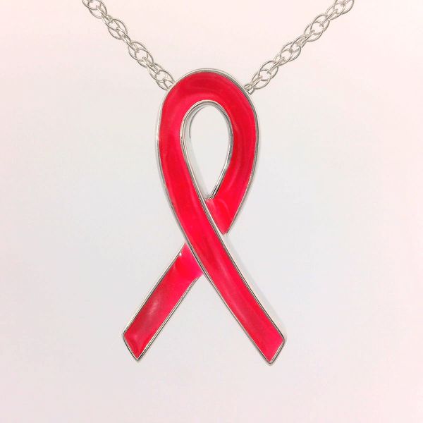 Sterling Silver Lume Glow Pink Breast Cancer Awareness Ribbon Pendant Bradley's Jewelers Jacksonville, NC
