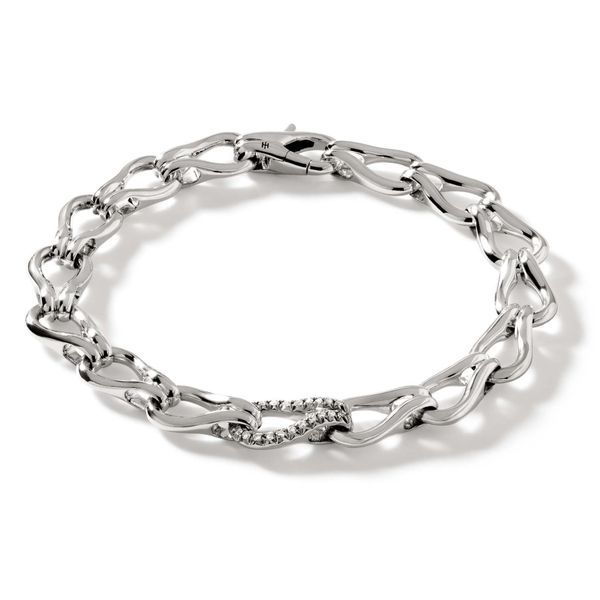 John Hardy Silver Diamond Pave Surf Link Bracelet .18CTW Bradley's Jewelers Jacksonville, NC