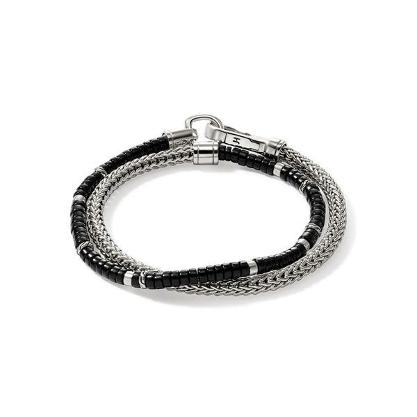 John Hardy Sterling Silver Onyx Heishi Double Wrap Bracelet Image 2 Bradley's Jewelers Jacksonville, NC