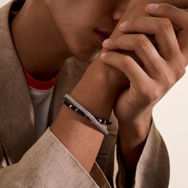John Hardy Sterling Silver Onyx Heishi Double Wrap Bracelet Image 5 Bradley's Jewelers Jacksonville, NC