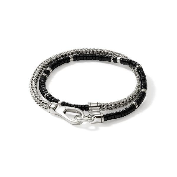 John Hardy Sterling Silver Onyx Heishi Double Wrap Bracelet Bradley's Jewelers Jacksonville, NC