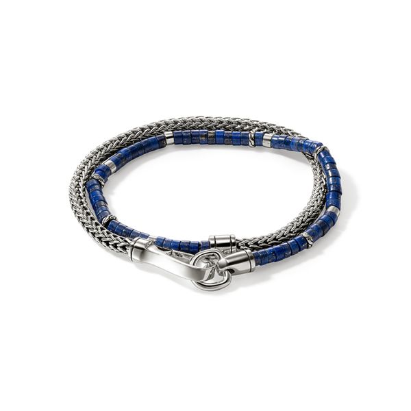 John Hardy Sterling Silver Lapis Lazuli Heishi Double Wrap Bracelet Size L Image 2 Bradley's Jewelers Jacksonville, NC