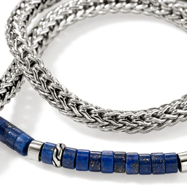John Hardy Sterling Silver Lapis Lazuli Heishi Double Wrap Bracelet Size L Image 4 Bradley's Jewelers Jacksonville, NC