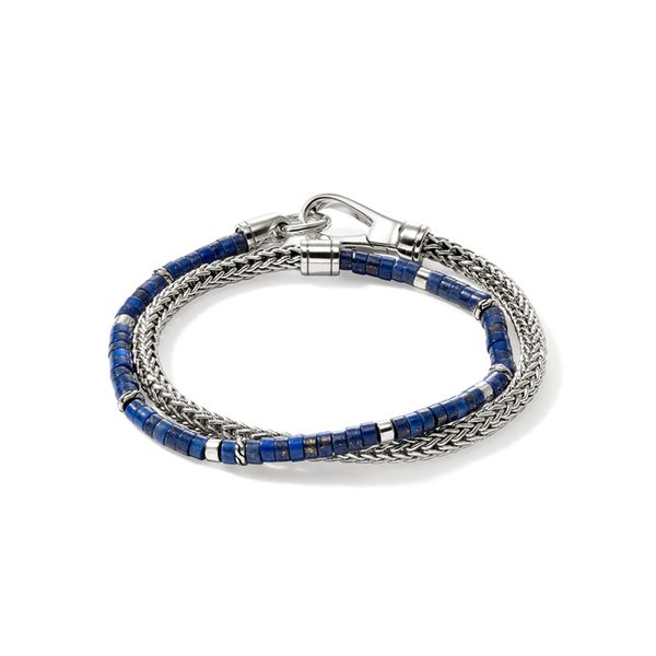 John Hardy Sterling Silver Lapis Lazuli Heishi Double Wrap Bracelet Size L Bradley's Jewelers Jacksonville, NC