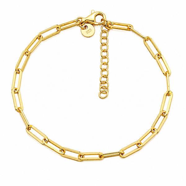 Charles Garnier Gold Finish Paperclip Chain Bracelet | Adjustable Bradley's Jewelers Jacksonville, NC