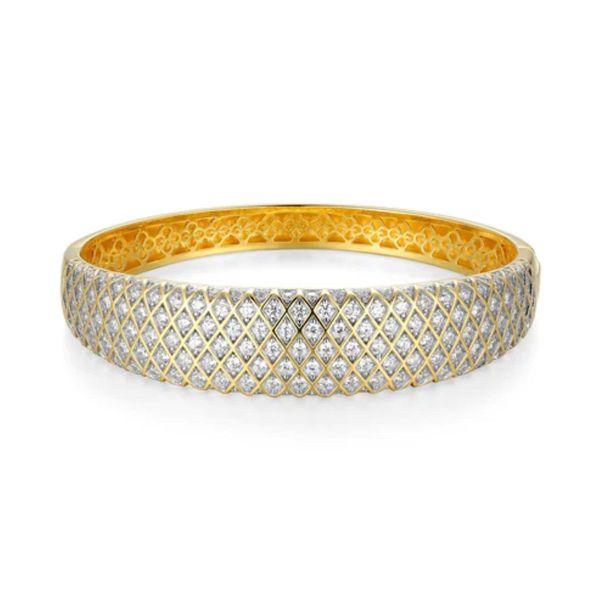 Charles Garnier Sterling Silver Quilted CZ Bangle Bracelet Bradley's Jewelers Jacksonville, NC