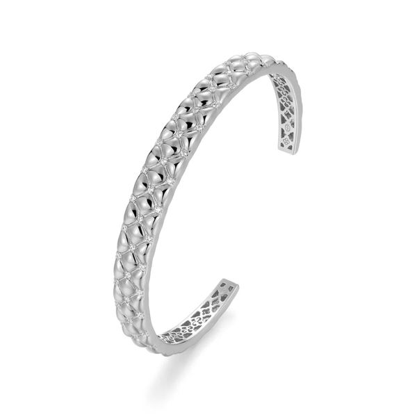 Charles Garnier Sterling Silver Quilted CZ Cuff Bracelet Image 2 Bradley's Jewelers Jacksonville, NC