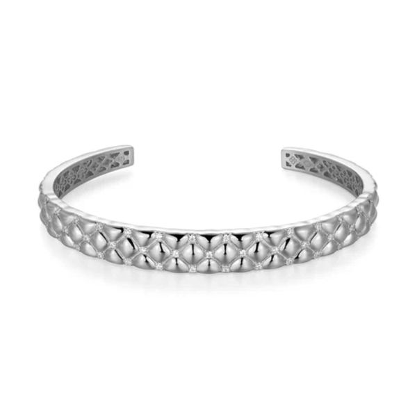 Charles Garnier Sterling Silver Quilted CZ Cuff Bracelet Bradley's Jewelers Jacksonville, NC