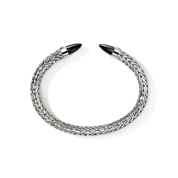 John Hardy Spear 50 Silver Flex Cuff with Black Onyx Size M Image 2 Bradley's Jewelers Jacksonville, NC