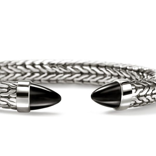 John Hardy Spear 50 Silver Flex Cuff with Black Onyx Size M Image 3 Bradley's Jewelers Jacksonville, NC