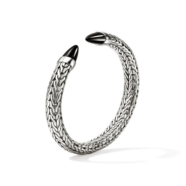 John Hardy Spear 50 Silver Flex Cuff with Black Onyx Size M Bradley's Jewelers Jacksonville, NC