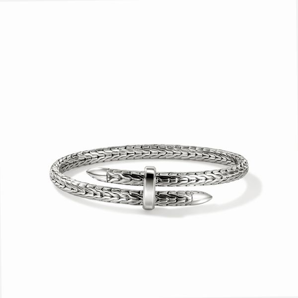 John Hardy Spear Sterling Silver 5.5mm Flex Cuff Size L Bradley's Jewelers Jacksonville, NC
