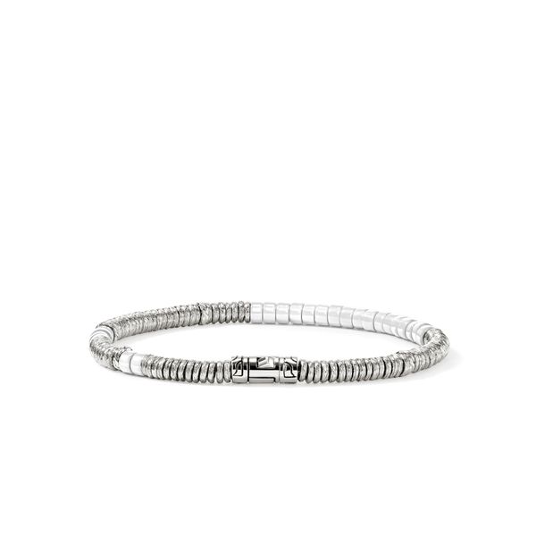 John Hardy Heishi Silver Bead Bracelet with White Enamel Image 2 Bradley's Jewelers Jacksonville, NC
