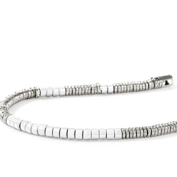 John Hardy Heishi Silver Bead Bracelet with White Enamel Image 3 Bradley's Jewelers Jacksonville, NC