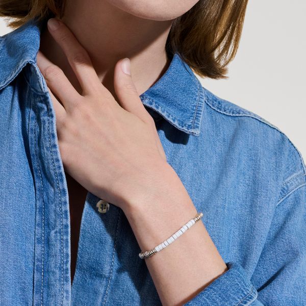 John Hardy Heishi Silver Bead Bracelet with White Enamel Image 4 Bradley's Jewelers Jacksonville, NC