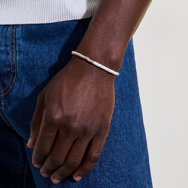 John Hardy Heishi Silver Bead Bracelet with White Enamel Image 5 Bradley's Jewelers Jacksonville, NC