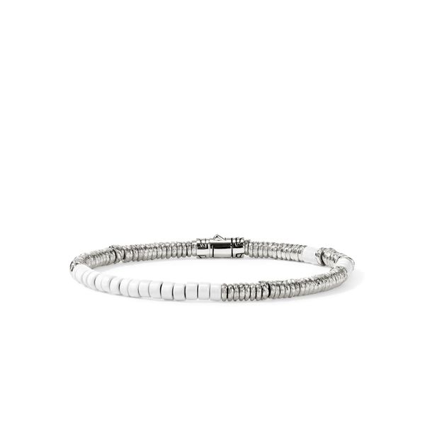 John Hardy Heishi Silver Bead Bracelet with White Enamel Bradley's Jewelers Jacksonville, NC