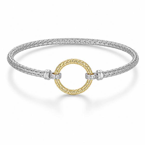Charles Garnier Two Tone Sterling Silver Bangle Bracelet Bradley's Jewelers Jacksonville, NC