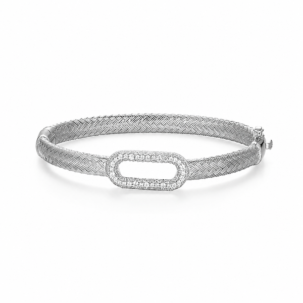 Charles Garnier White Sterling Silver CZ Bangle Bracelet Bradley's Jewelers Jacksonville, NC