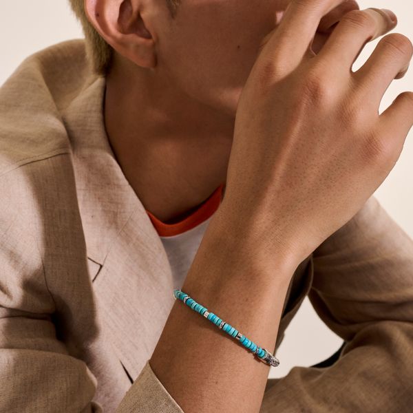 John Hardy Sterling Silver Turquoise Heishi Chain Bracelet Image 5 Bradley's Jewelers Jacksonville, NC