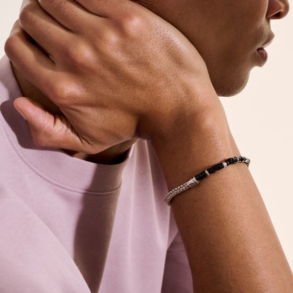 John Hardy Heishi Sterling Silver Bracelet with Black Onyx 4.5mm Image 4 Bradley's Jewelers Jacksonville, NC