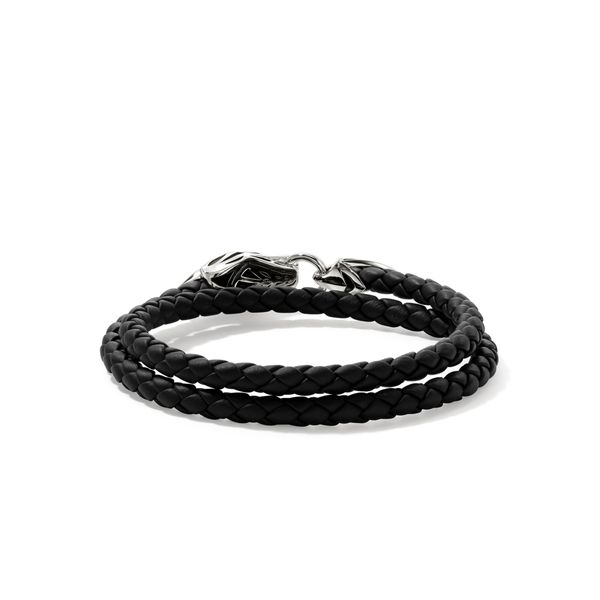 John Hardy Naga Leather Bracelet with Blue Sapphire Eyes Size 2XL Image 2 Bradley's Jewelers Jacksonville, NC