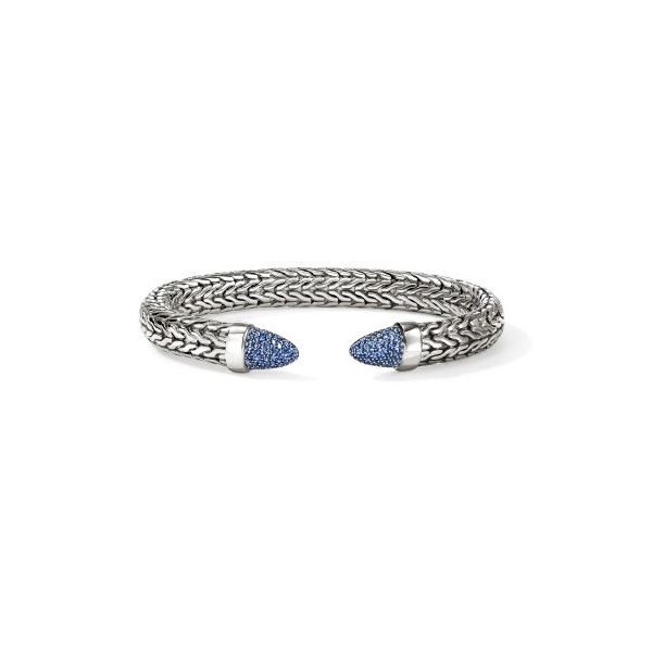 John Hardy Spear Silver Flex Cuff Bracelet with Blue Sapphires Bradley's Jewelers Jacksonville, NC