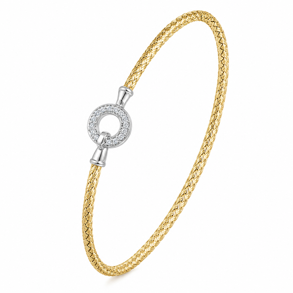 Charles Garnier Sterling Silver 2mm Mesh CZ Bangle | Two Tone Finish Bradley's Jewelers Jacksonville, NC