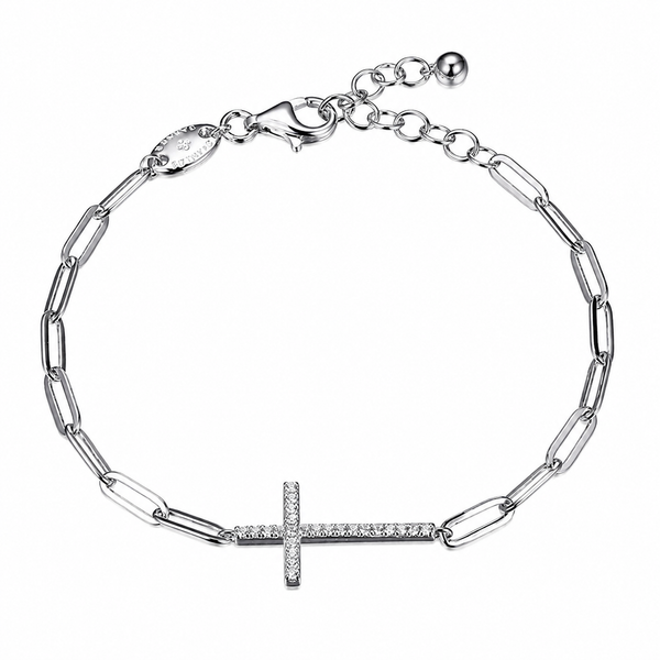 Charles Garnier Sterling Silver Paperclip Cross Bracelet Bradley's Jewelers Jacksonville, NC