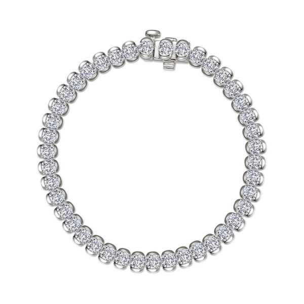 Sterling Silver, Platinum-Plated 7.50 CTW Clear Sapphire Aria Half-Bezel Tennis Bracelet Bradley's Jewelers Jacksonville, NC