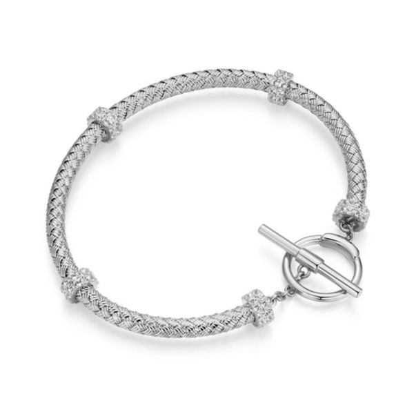 Charles Garnier Rhodium Plated White Sapphire Bangle Bracelet Bradley's Jewelers Jacksonville, NC