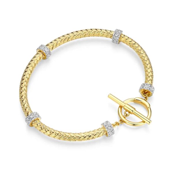 Charles Garnier Gold & Rhodium Bangle with White Sapphires Bradley's Jewelers Jacksonville, NC