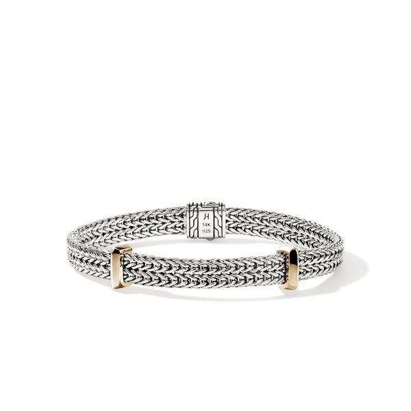 John Hardy Icon Link 14K Gold & Sterling Silver Flat Chain Bracelet | 6mm Bradley's Jewelers Jacksonville, NC