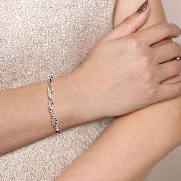 Gabriel & Co Sterling Silver Bujukan Link Chain Bracelet Image 3 Bradley's Jewelers Jacksonville, NC