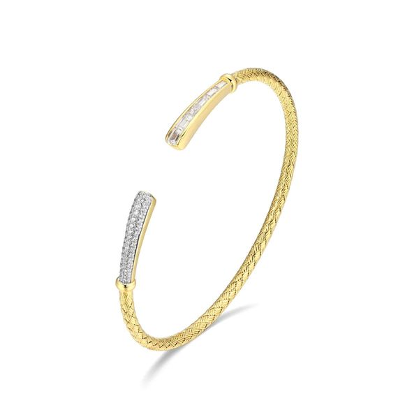 Charles Garnier Sterling Silver Yellow-Tone Open Cuff Bracelet | Diamondlite CZ Image 2 Bradley's Jewelers Jacksonville, NC