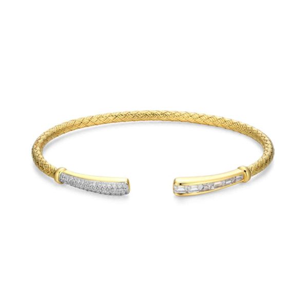 Charles Garnier Sterling Silver Yellow-Tone Open Cuff Bracelet | Diamondlite CZ Bradley's Jewelers Jacksonville, NC