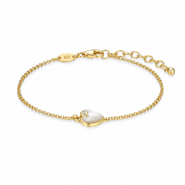 Charles Garnier Sterling Silver Yellow Gold Plated Amour Mother of Pearl Bracelet Bradley's Jewelers Jacksonville, NC