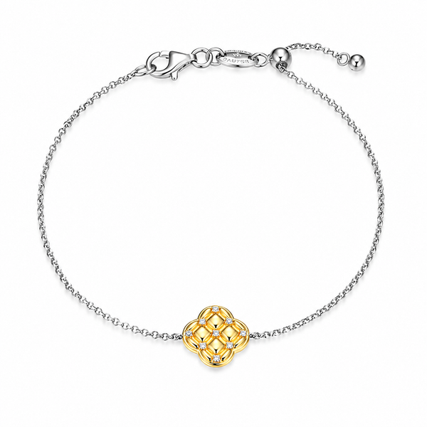 Charles Garnier Sterling Silver Two-Tone Quilted Clover Bolo Bracelet Bradley's Jewelers Jacksonville, NC