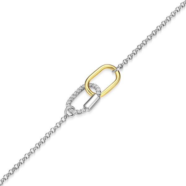 Charles Garnier Sterling Silver Two-Tone Interlocking Promise Bracelet | Diamondlite CZ Image 2 Bradley's Jewelers Jacksonville, NC