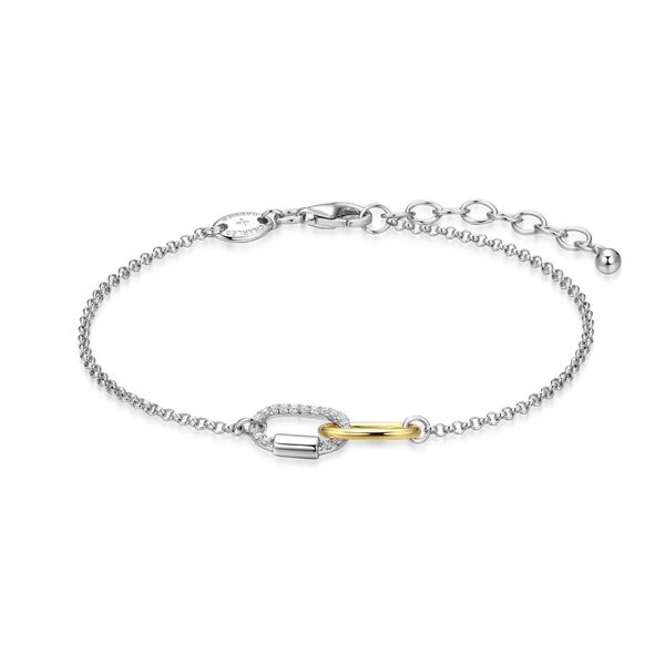 Charles Garnier Sterling Silver Two-Tone Interlocking Promise Bracelet | Diamondlite CZ Bradley's Jewelers Jacksonville, NC