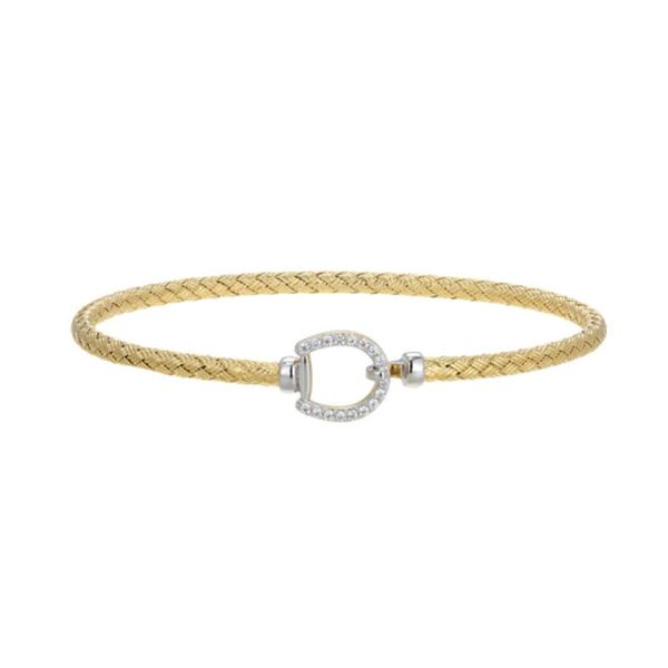 Charles Garnier Sterling Silver Two-Tone Equestra Mesh Bangle | Diamondlite CZ Bradley's Jewelers Jacksonville, NC