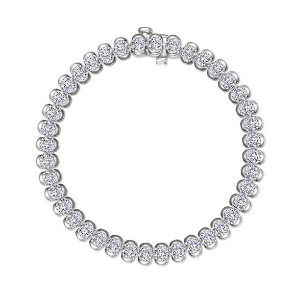 Lafonn Aria Sterling Silver, Platinum-Plated 8.00 CTW Half-Bezel Tennis Bracelet Bradley's Jewelers Jacksonville, NC