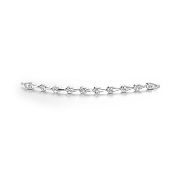 Sterling Silver, Platinum-Plated 1.10 CTW Clear Sapphire Continuum East-West Teardrop Bangle Topper Bradley's Jewelers Jacksonville, NC
