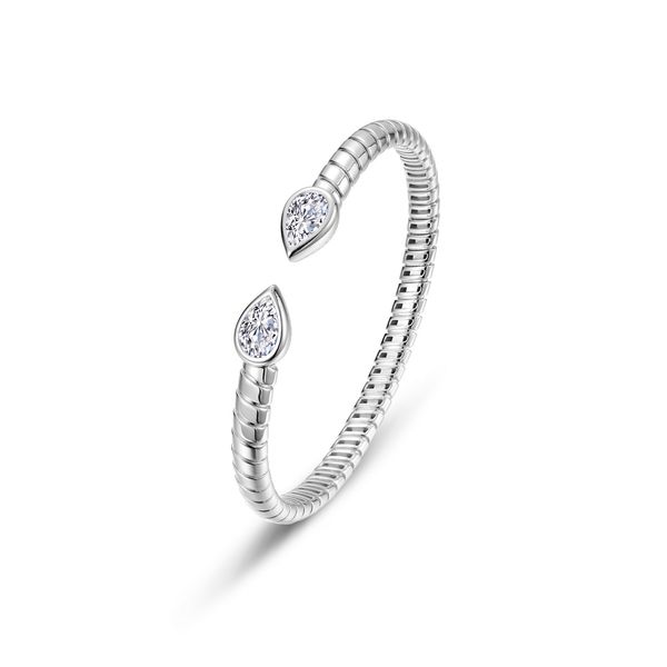 Sterling Silver 2.66 CTW The Embrace Bezel Teardrop Cuff Bracelet Bradley's Jewelers Jacksonville, NC