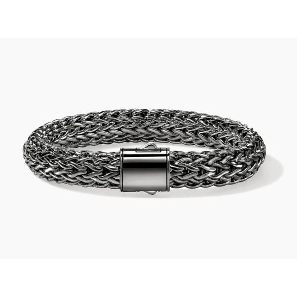 John Hardy Icon Silver 10.5mm Large Bracelet with Black Rhodium Pusher Clasp Bradley's Jewelers Jacksonville, NC
