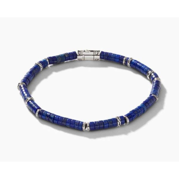 John Hardy Heishi Silver Bracelet with 4mm Lapis Lazuli Beads Bradley's Jewelers Jacksonville, NC