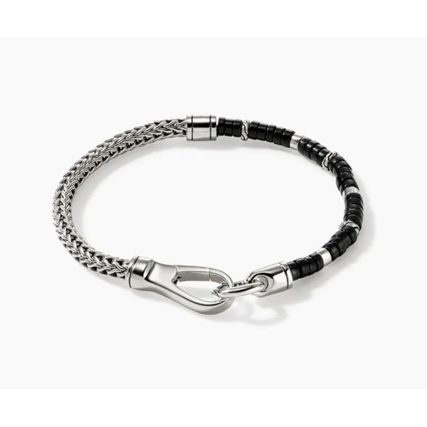 John Hardy Heishi Silver Bracelet with 4mm Treated Black Onyx Beads Bradley's Jewelers Jacksonville, NC