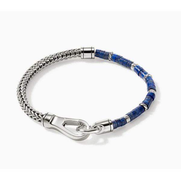 John Hardy Heishi Silver Bracelet with 4mm Lapis Lazuli Beads Bradley's Jewelers Jacksonville, NC